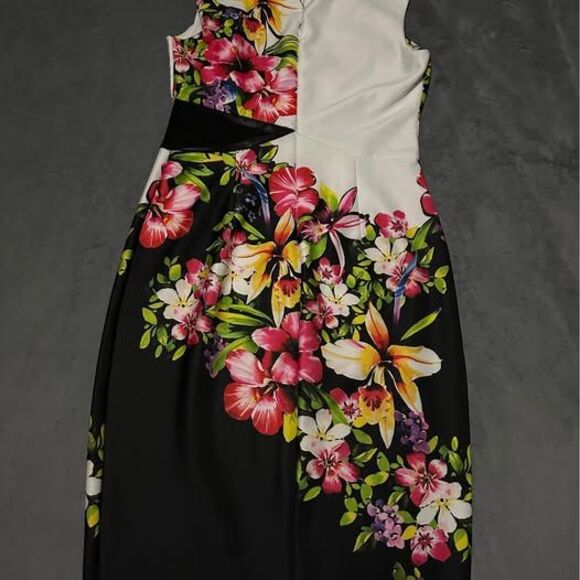 Women's Beautiful Floral Causal W/ Sheer See-Through Waist Dress - Picture 6 of 8